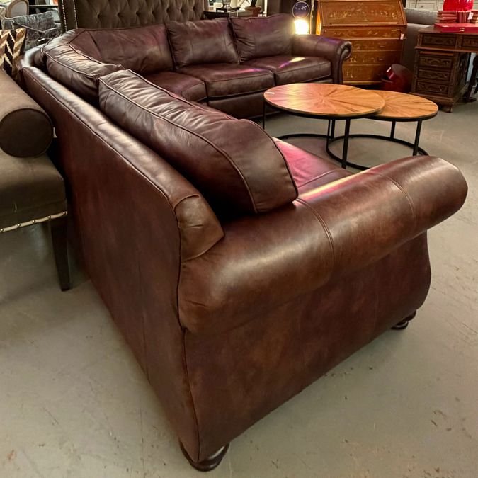 Bernhardt Van Gogh 3-Pc Leather Sectional 168" Diag x 40"D x34"H