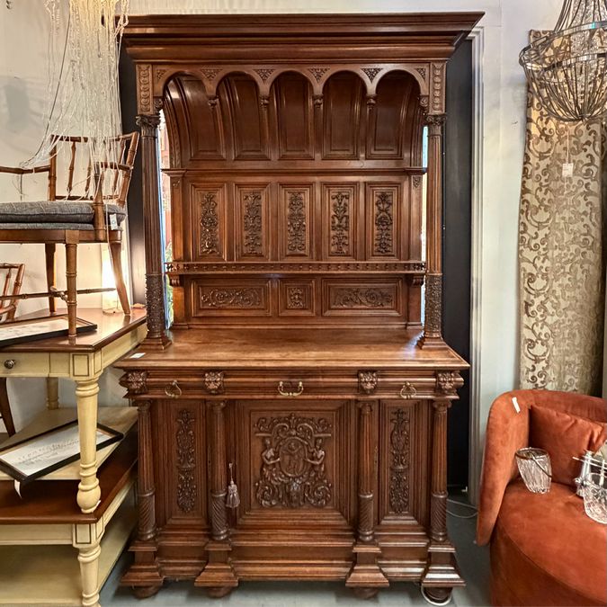 Antique Walnut Hooded Henri II French Buffet 58x23x93