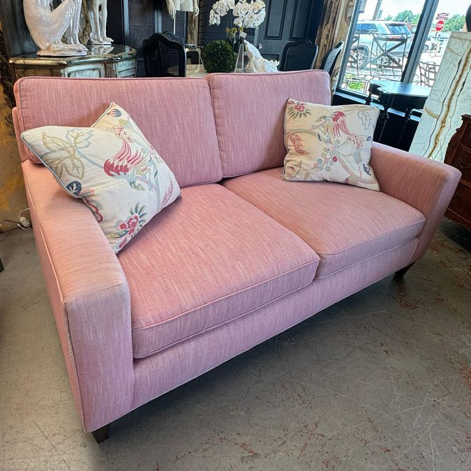 Blush Loveseat Reupholstered in Raspberry Crypton Fabric 68x38x37