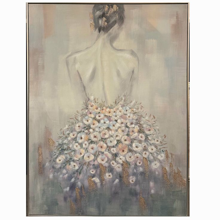 Female W/Floral Dress Embellished Giclee 36x47