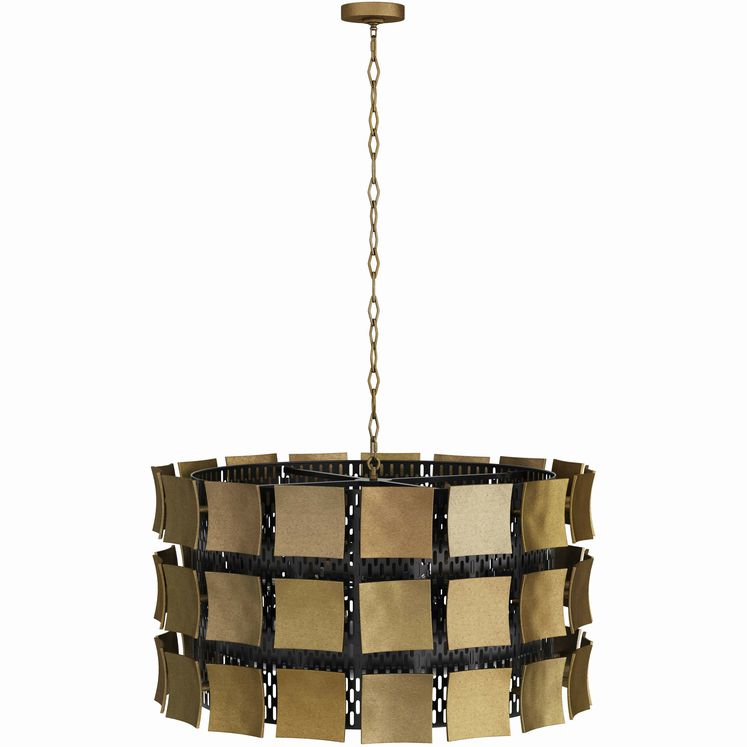 Arteriors Wells 6-Lt Brass & Blackened Iron Chandelier 35.5"Dia x 20"H NEW
