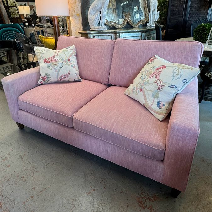 Blush Loveseat Reupholstered in Raspberry Crypton Fabric 68x38x37
