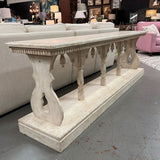 Cream Distressed Finish Console Table 86x18x29