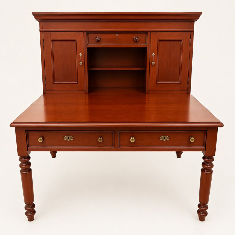 Vintage 2-Pc Writing Desk W/Hutch 48x33x57