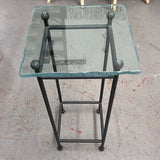 1980's Wrought Iron & Heavy Glass Top Stand 14x14x37 FINAL SALE
