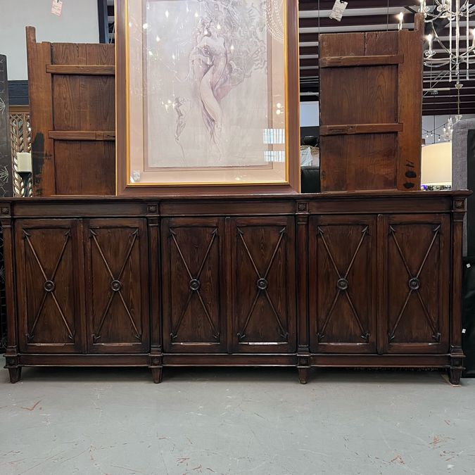 Sarreid Marksman Dark Brown 6 Door Sideboard 96"Lx20"Dx39"H