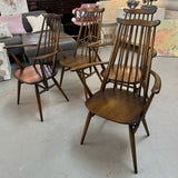 S/4 1970's Ercol Goldsmith Carver Arm Chairs 24.5x16x38
