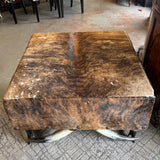 The Arrangement Cowhide Ottoman W/Steer Horn Feet 36x36x20