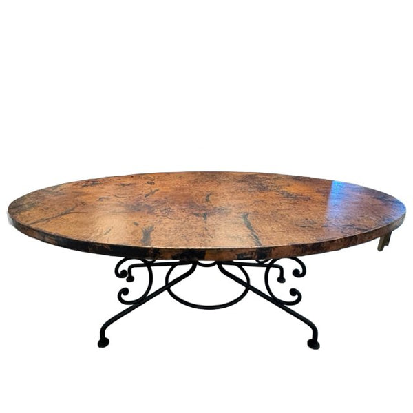 Vintage Arhaus Arabesque Oval Copper Top Table 77x45x30H