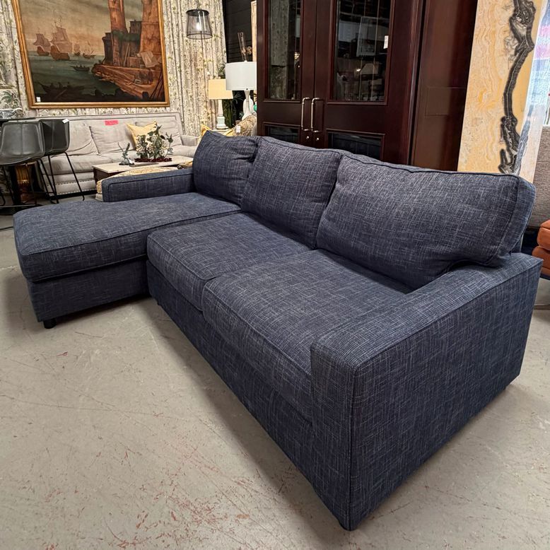 Pottery Barn York Sectional Basketweave Indigo Performance Chaise 101x62x36