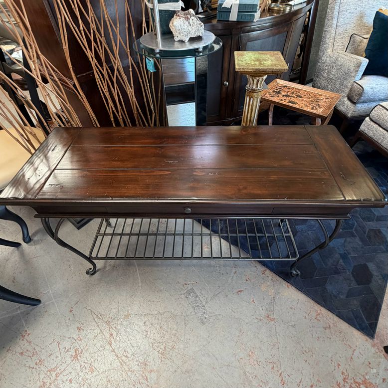 Wood & Metal Console Table W/Drawer 50x18x28