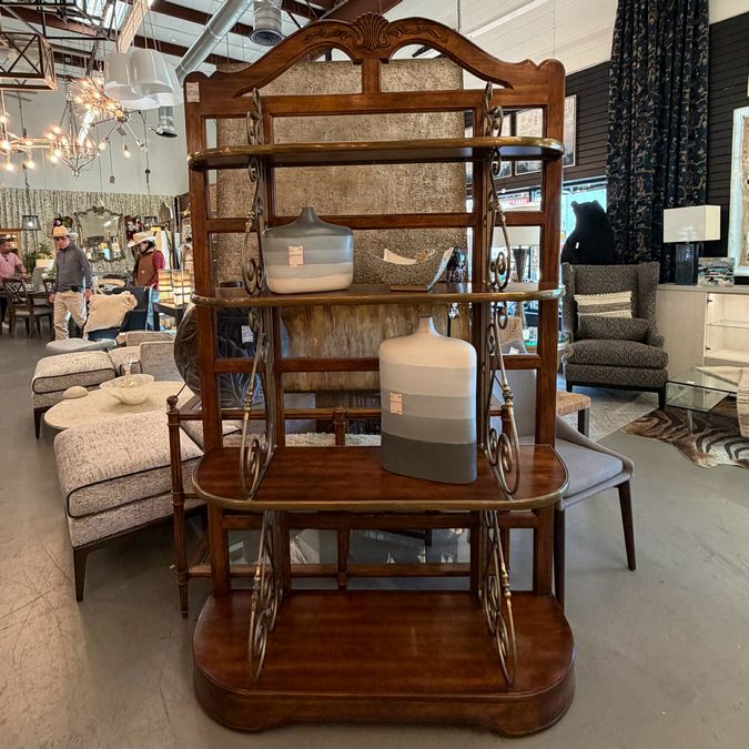 Vintage Drexel Heritage Walnut & Brass French Style Baker's Rack 47x16x80