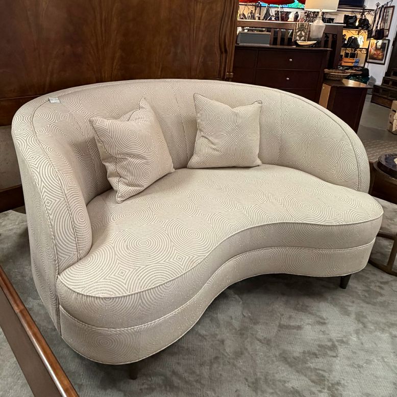 Ethan Allen "Channing" Curved Sofa W/Pillows 64x44x33
