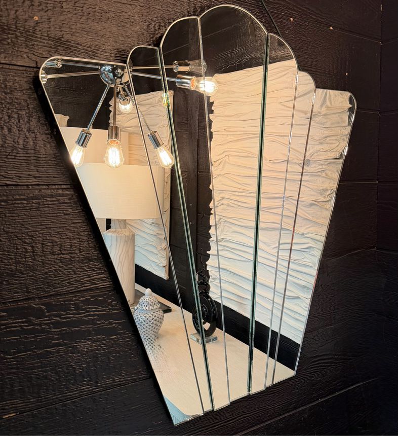 Vintage Art Deco 7 Panel Fan Mirror 32"W x 35"H