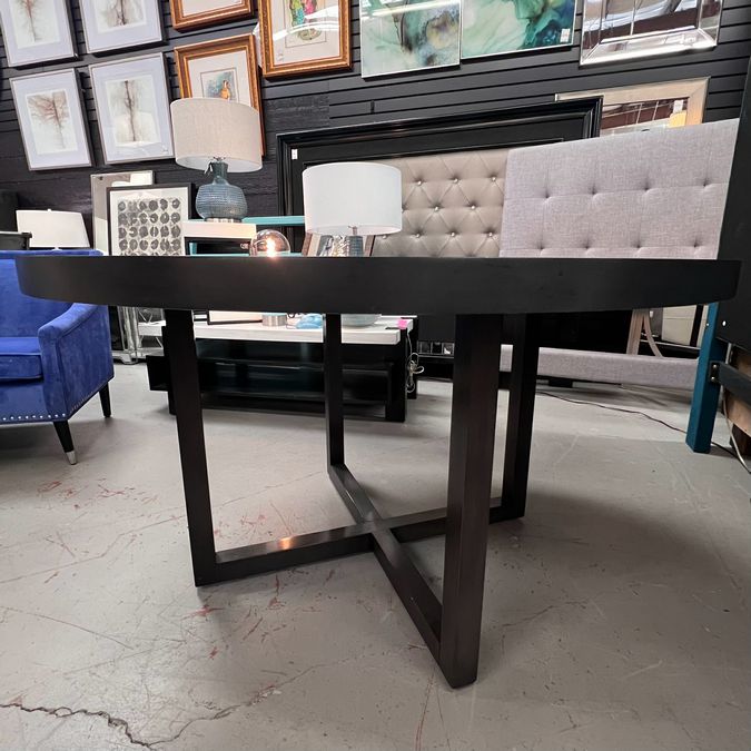 54"D Black Wood Dining Table