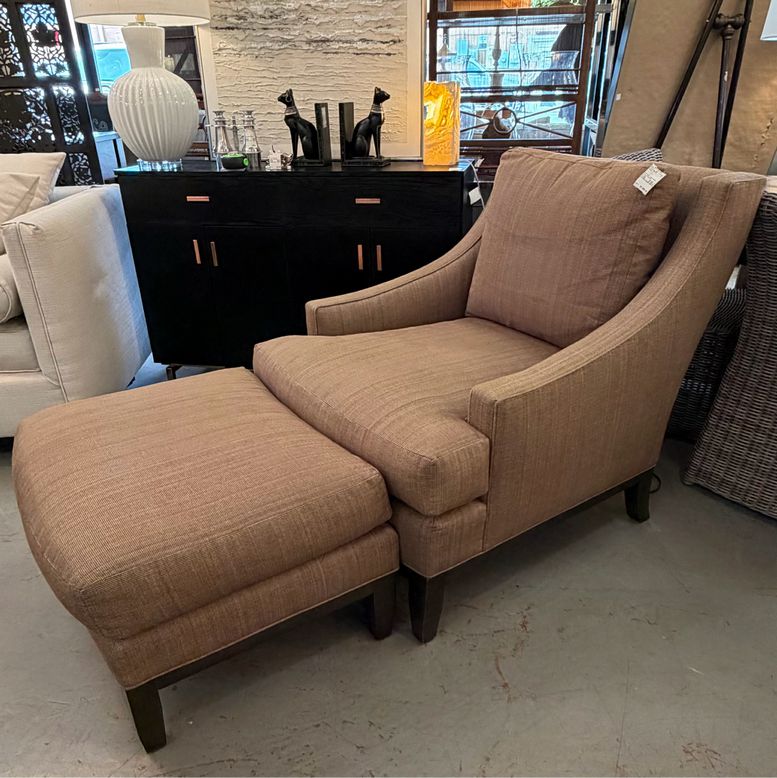 Kravet Mushroom Taupe Chair W/Ottoman 33x40x36