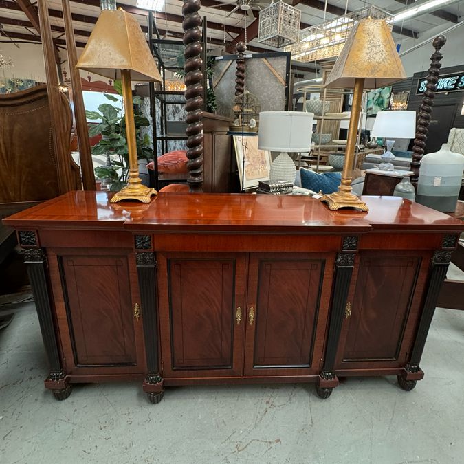 Baker Neoclassical Mahogany Sideboard 72x19x36