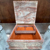 Vintage Incolay Stone Jewelry Box 9.5x9.5