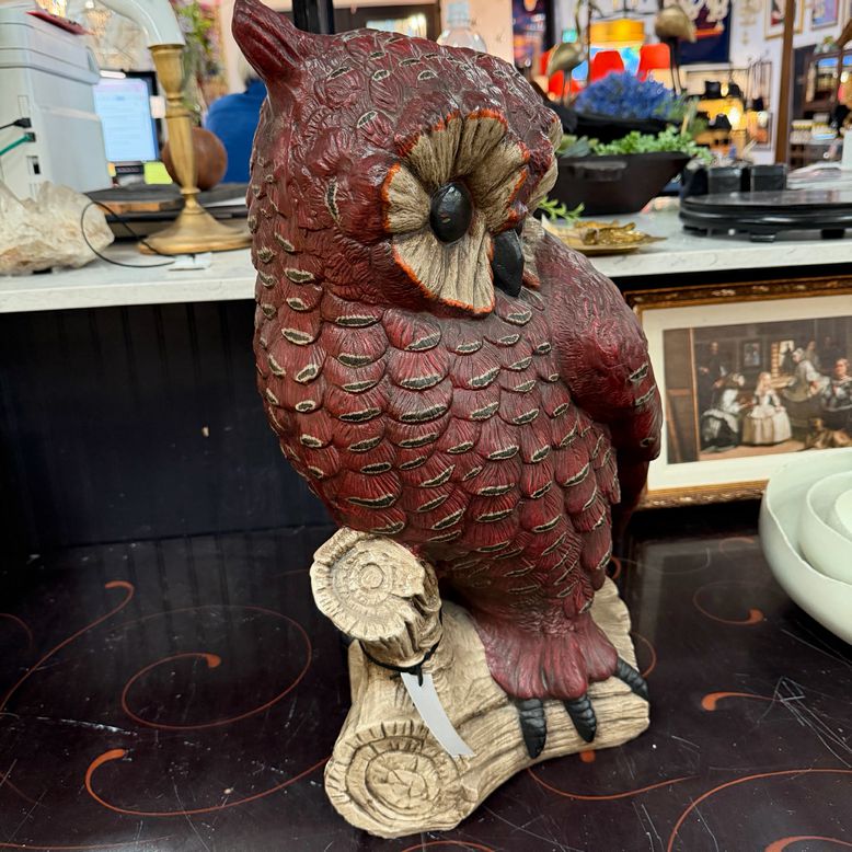 Large MCM Chalkware Owl Figurine 21.5"H
