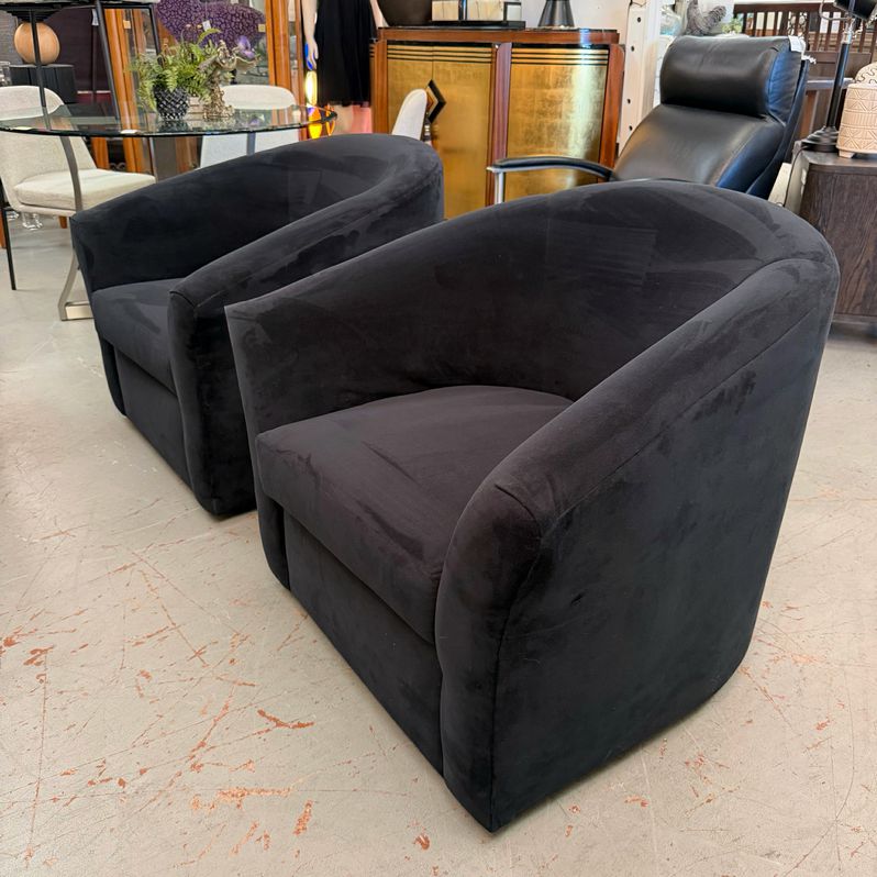 PAIR of Havertys Shiloh Black Barrel Chairs NEW