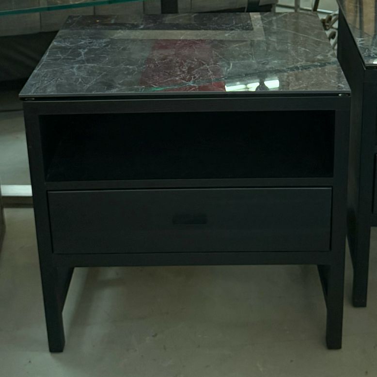 PAIR Room & Board Berkeley Charcoal Nightstands w/Ceramic Tops 26x20x25.5