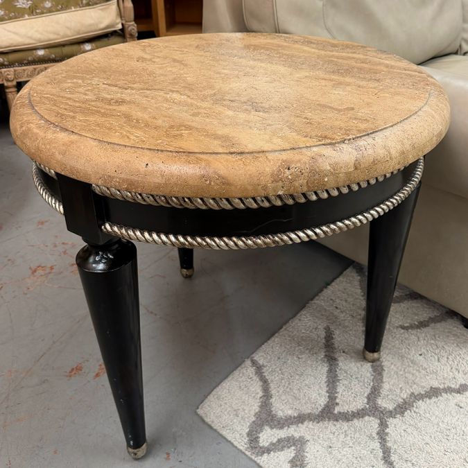 Swaim Round Stone Top Side Table 32x32x28