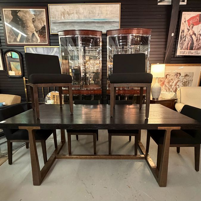 Restoration Hardware T-Brace Table W/2-Extensions 84x39.75x30, 8 Morgan Side Cha