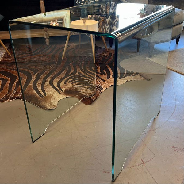 Late 19th Century 1/2" Glass Waterfall Side Table 22x28x28