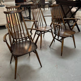 S/4 1970's Ercol Goldsmith Carver Arm Chairs 24.5x16x38