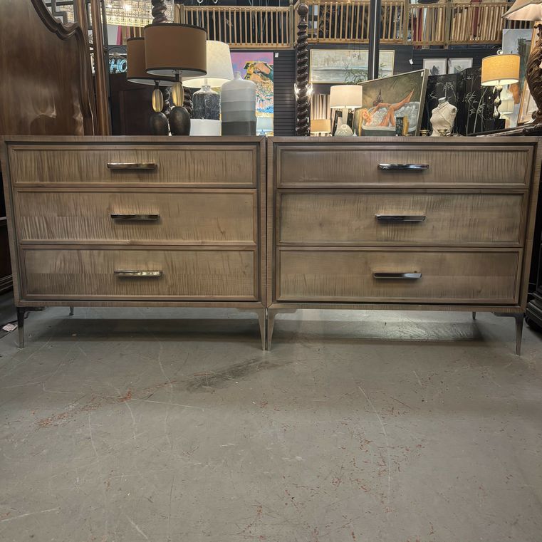 PAIR Layla Grace Chloe Satin Mink 3-Drw Nightstands 36x20x30