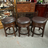 S/3 Leather Swivel Counter Stools 18"Diax25"H