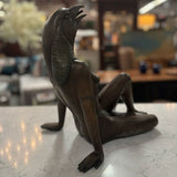 Vintage Bronze Egyptian Mythical Head W/Female Statue Fountain 16" AS IS