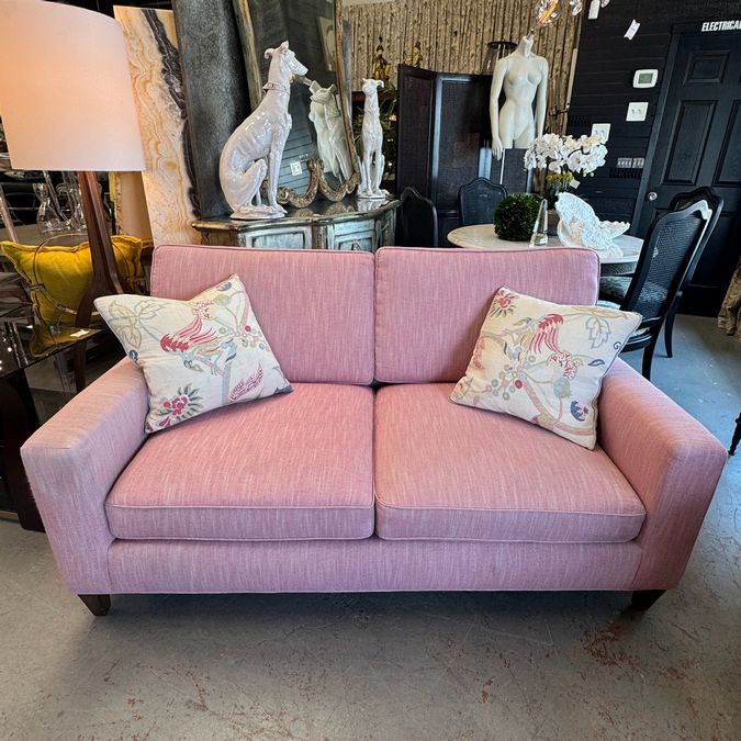 Blush Loveseat Reupholstered in Raspberry Crypton Fabric 68x38x37