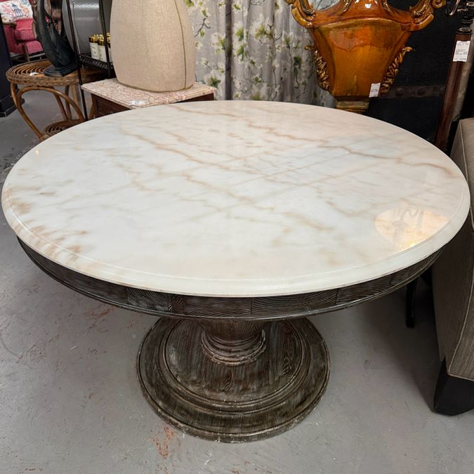 Arhaus Luca Dining Table W/Marble Top 48" Dia x 31"H