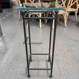 1980's Wrought Iron & Heavy Glass Top Stand 14x14x37 FINAL SALE