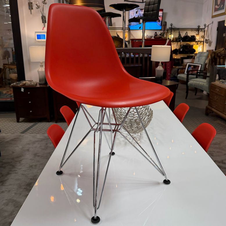 SET/4 Herman Miller Eames Molded Red/Orange Chairs 18x21x32
