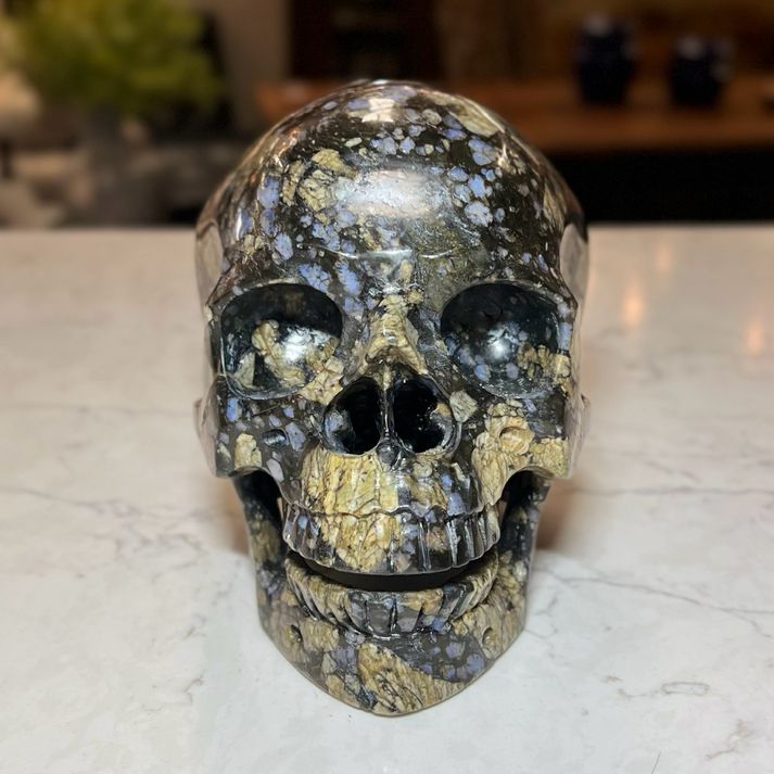 Lg Rhyolite Skull Sculpture 5"H