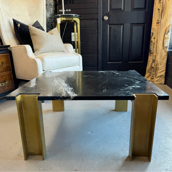 Black Marble/Brass Cocktail Table 31.5x31.5x15