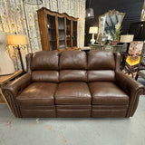 Bradington Young Burke Power Motion Brown Leather Sofa 87x40.5x41
