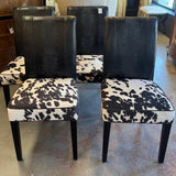 SET/4 Custom Black/White Ostrich & Cowhide Side Chairs 19x23x39