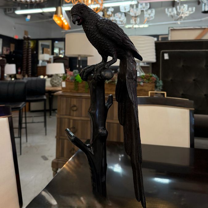 Mid Century French Kulang Bronze Macaw Bird Sculpture 24"H