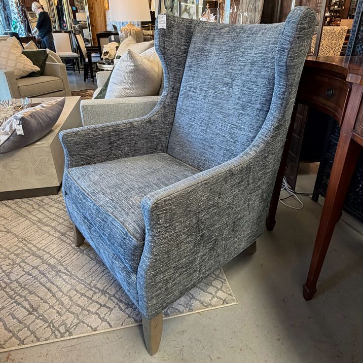 Fairfield Taylor Blue/Gray Wingback Chair & Ottoman 29.5x35x42