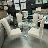 Clear Home Design Lucite & Glass Top Dining Table W/4 Electra Side Chairs 48"D