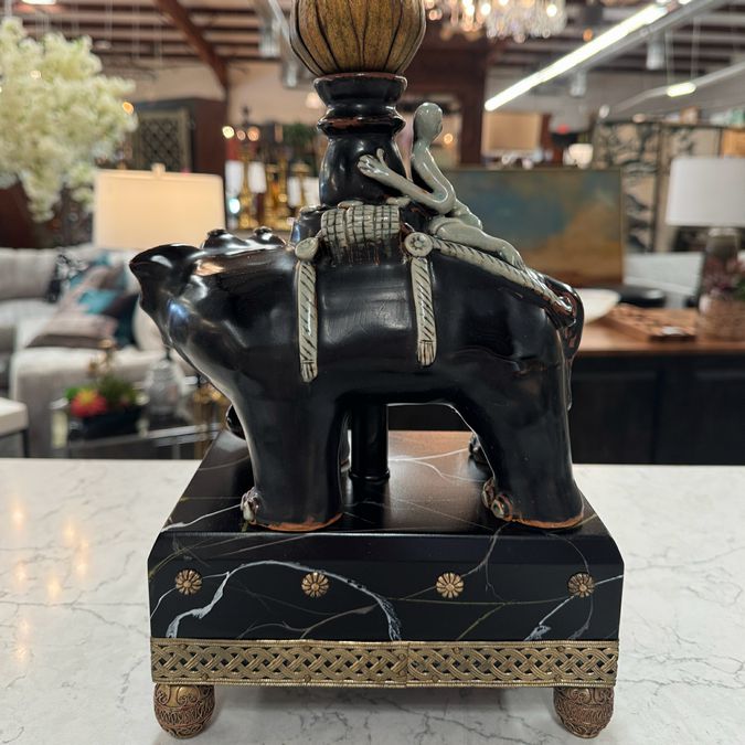 Raymond Waites Elephant & Rider Table Lamp 31"H