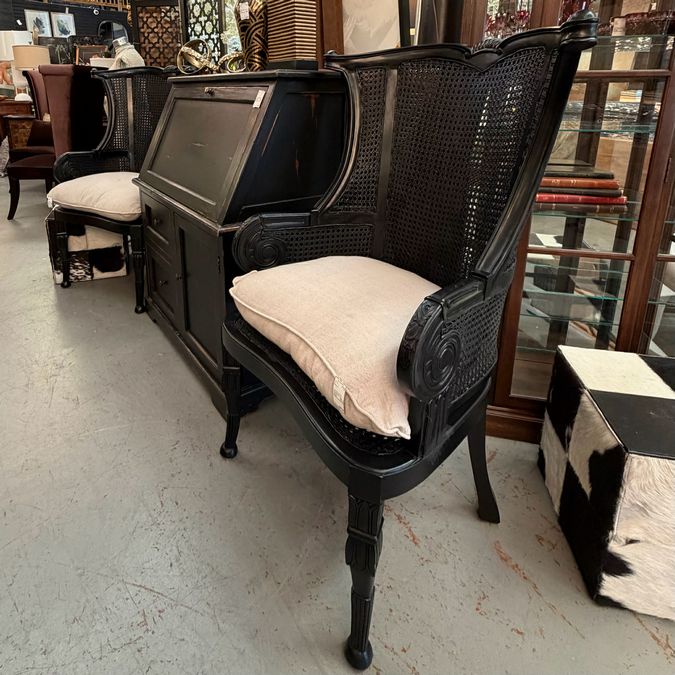 Guild Master 699019P Caned Wingback Chair W/Cushion 32x26x50