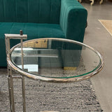 Tubular Steel Table in the Style of Eileen Gray 20"Dia X 21-26"H