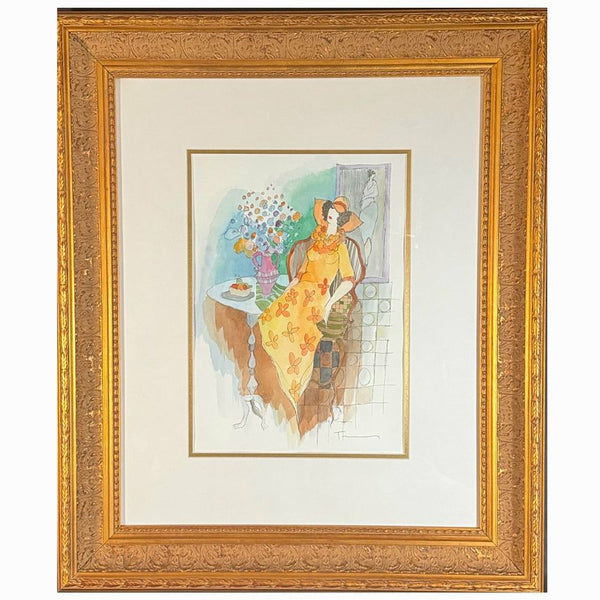 Original Signed "Untitled" Watercolor Painting by Tarkay W/COA 29"Hx24.5"W (16x1
