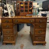 Ethan Allen Heirloom Maple Double Pedestal Desk 45x23x30