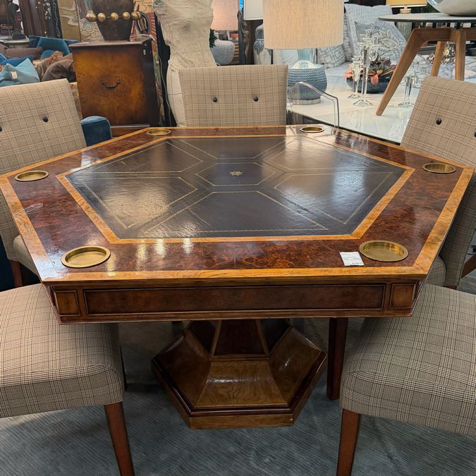 Maitland-Smith Blade Hexagon Game Table W/6 Chairs 60x52x31