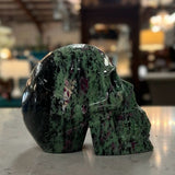 8.1 Lbs Ruby Zosite Skull Sculpture 5.25"H